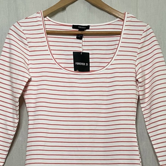 Forever 21 White & Coral Stripe Bodycon Dress - Picture 15 of 16